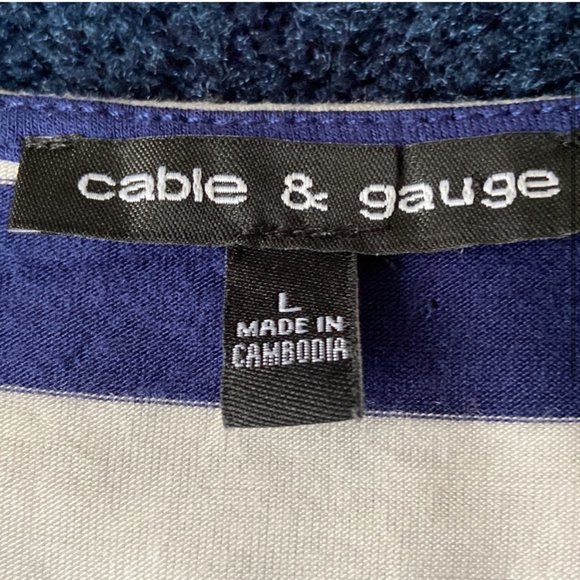 EUC Cable & Gauge Blue and White Striped Tank Sz L - Picture 3 of 5